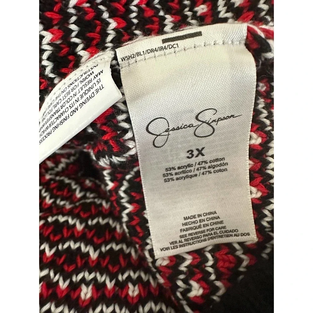 NWT Jessica Simpson Maria Plaid Cardigan Plus Size 3X Thick Knit Blk Red Button - Picture 4 of 8